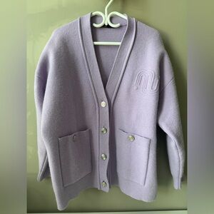 Maje Light Purple Cardigan with Button Detail